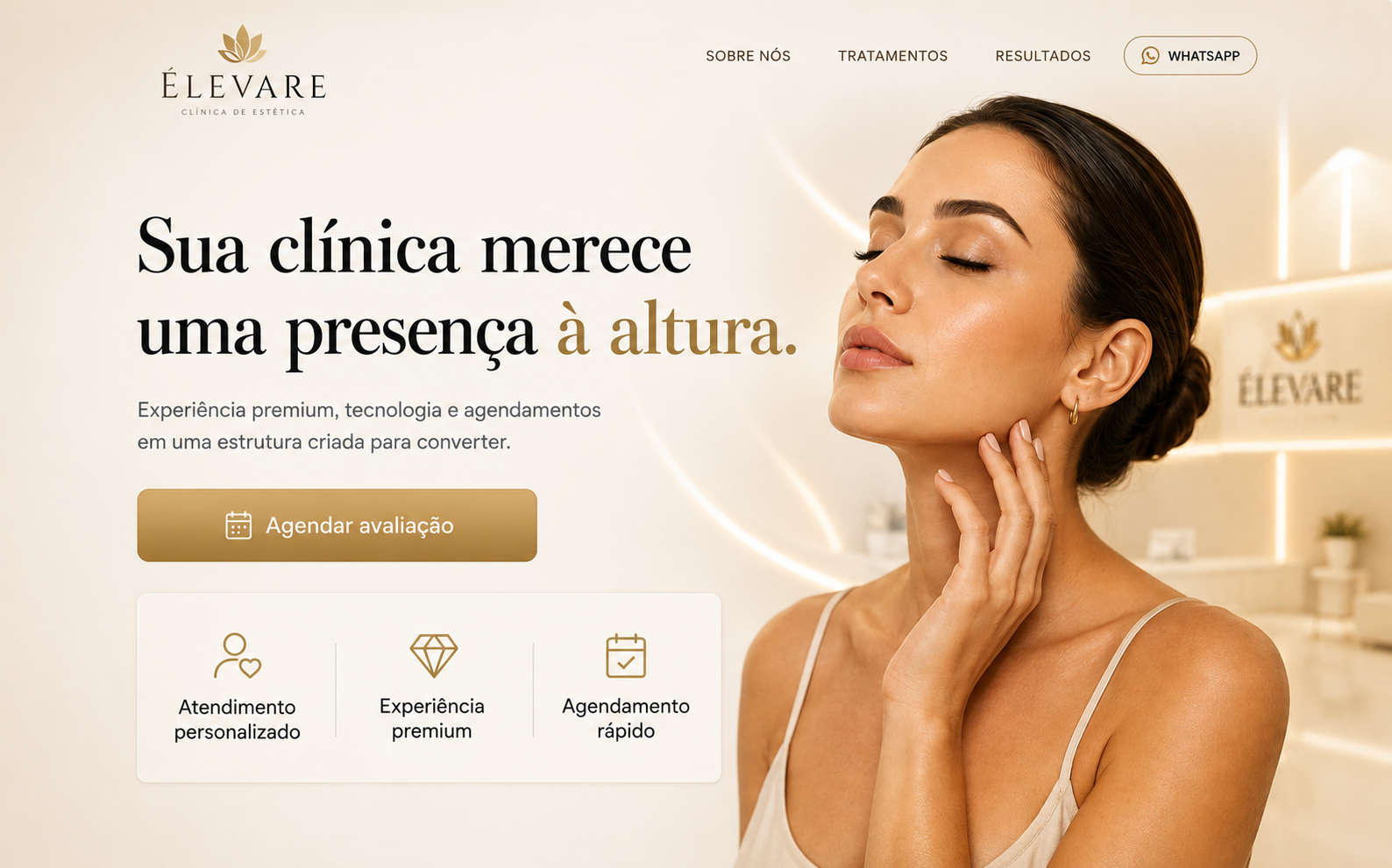 Landing Page ÉLEVARE desenvolvida pela KODIAK, versão desktop
