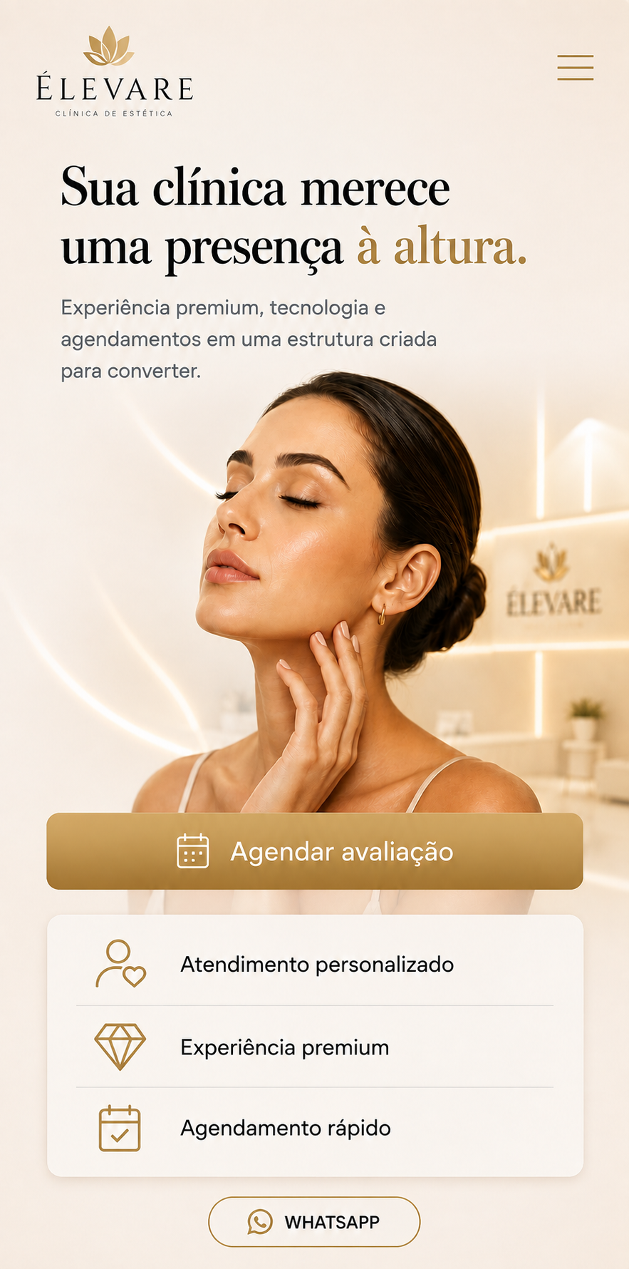Landing Page ÉLEVARE desenvolvida pela KODIAK, versão mobile